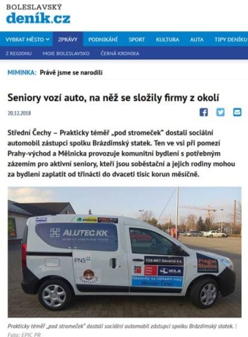 Jsme hlavním sponzorem tohoto Sociálního automobilu